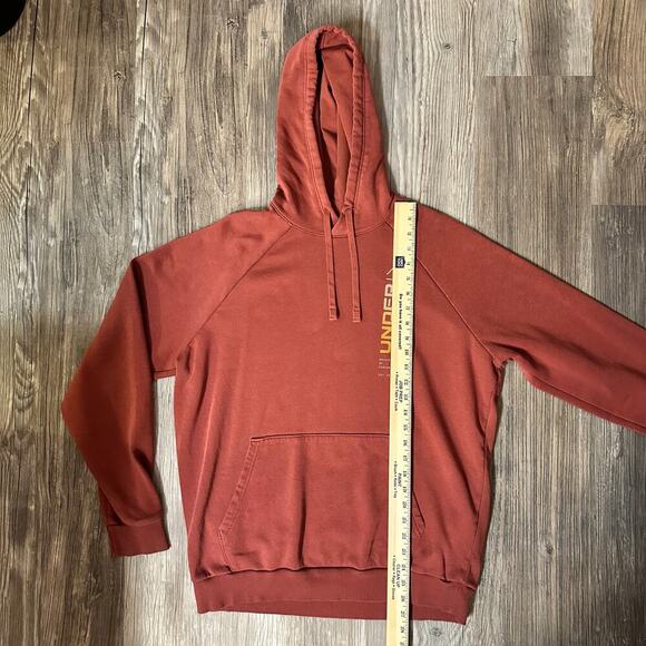 Under Armour Men's OrangeFleece Hoodie Size M Pullover with Wordmark - Picture 6 of 7